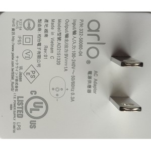 ADAPTADOR AC ARLO / NUMERO DE PARTE AD3151320 / 332-50080-04 / 9V - 1A	